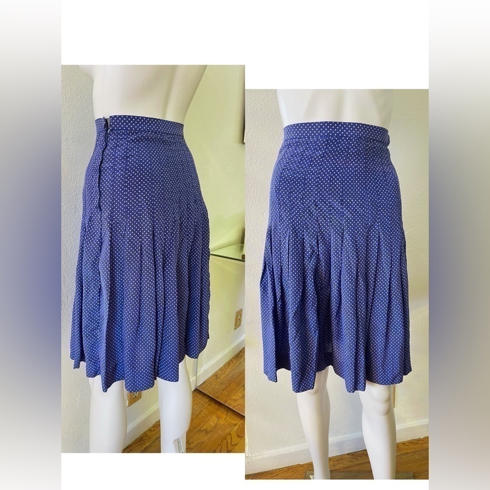 Vintage skirt SAINT LAURENT rive gauche Paris polka blue size 36